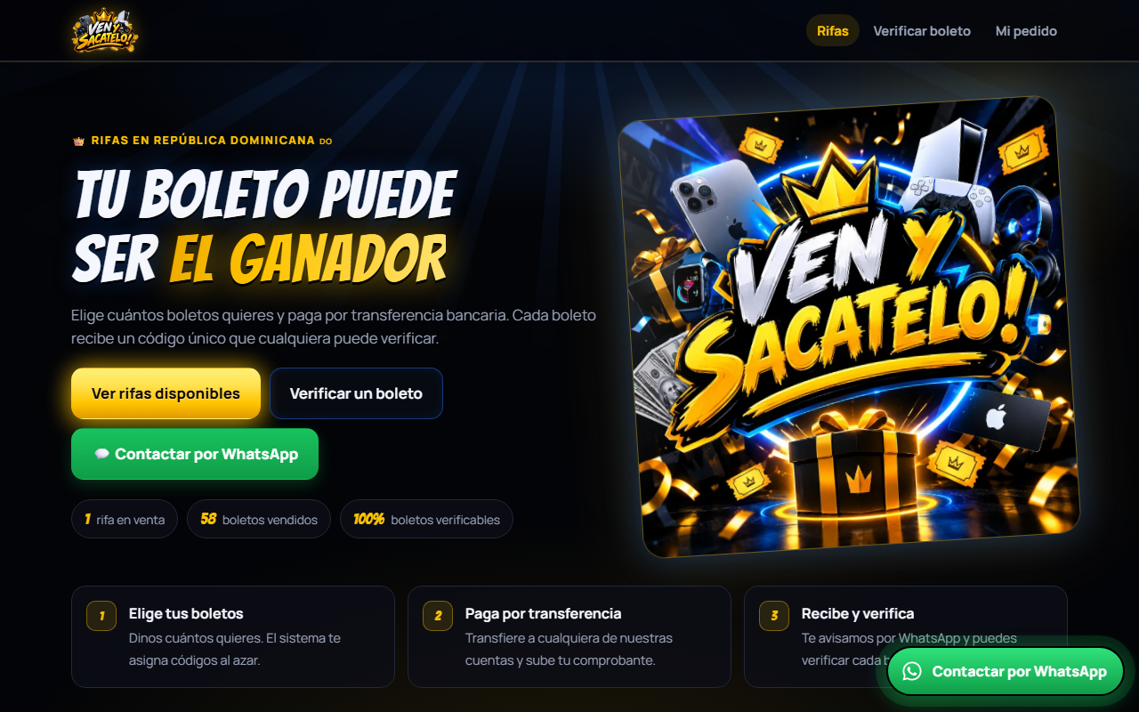 Ven y Sácatelo · Rifas en línea